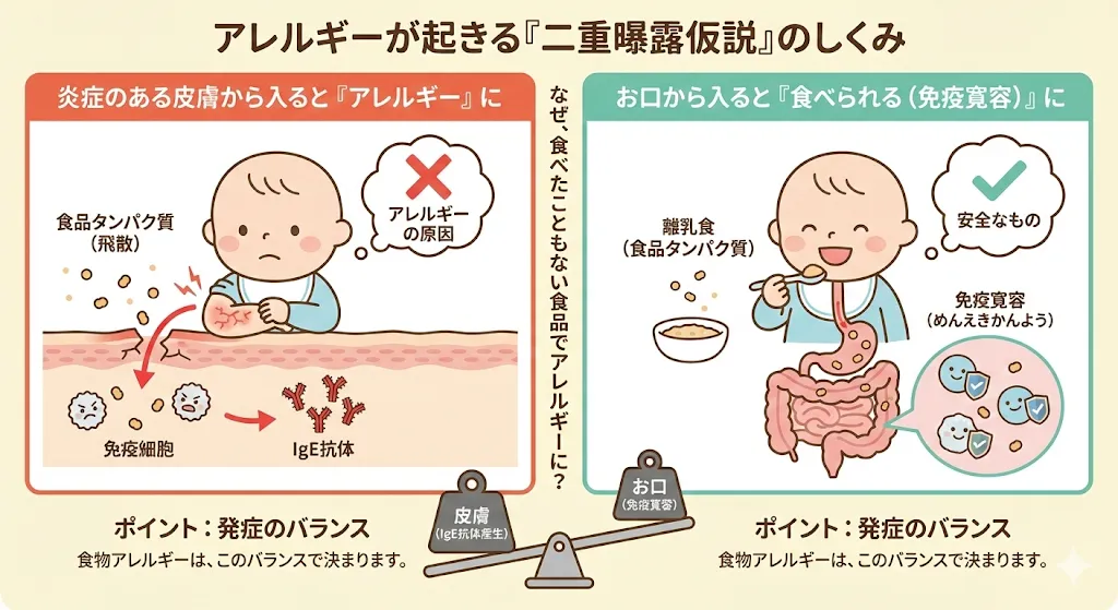 アレルギーが起こる「二重曝露仮説」のしくみ
